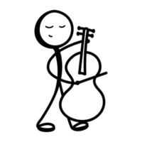 um ícone desenhado à mão cativante do violinista vetor