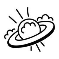 design de doodle premium do ícone do planeta vetor