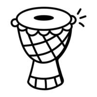 ícone desenhado à mão do tambor é escalável e pronto para uso vetor