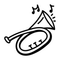 ícone de trompete desenhado à mão premium está pronto para uso vetor