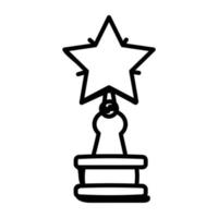 ícone desenhado à mão premium do troféu de estrela vetor