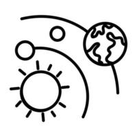 ícone de órbita solar em estilo esboçado vetor