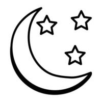 um ícone desenhado à mão atraente da lua vetor