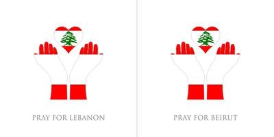 ore pelo líbano e ore pela ilustração vetorial de beirute. bandeira do líbano de explosão maciça. design para a humanidade, paz, doações, caridade e anti-guerra vetor