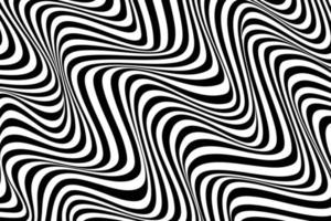 arte de ilusão de ótica. fundo de fluxo abstrato listra ondulada. design de padrão de linhas preto e branco vetor
