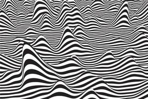 arte de ilusão de ótica. fundo abstrato de fluxo de listra ondulada de ebulição. design de padrão de linhas preto e branco
