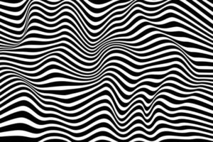 superfície ondulada monocromática. design de plano de fundo de linhas curvas preto e branco. textura de padrão de onda na moda vetor