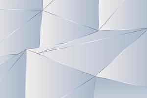 design de fundo vetorial geométrico minimalista simples. triangular poligonal branco com papel de parede de redução de poli e contornos gradientes prateados vetor