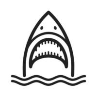 ícone de linha de rosto de tubarão vetor