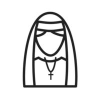 senhora no ícone da linha de vestido de freira vetor