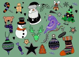 coleção de elementos de clipart de natal festivo vetor