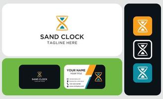 logotipo de elemento de design de vetor de ícone de relógio de areia e modelo de cartão de visita