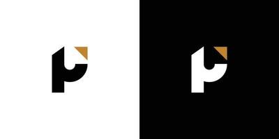 design simples e moderno do logotipo das iniciais da letra p 2 vetor