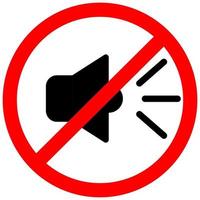 nenhum ícone de som ou música. ilustração de mudo e aviso isolado. mantenha o silêncio com o sinal vermelho proibido e proibido. vetor