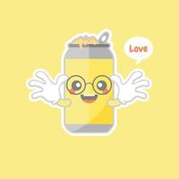 latas de refrigerante de desenho animado fofas e kawaii. lindo rosto emoji emoticon bonito, sorriso, feliz. cola fria e refrigerante. doce, mas com altas calorias.