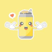 latas de refrigerante de desenho animado fofas e kawaii. lindo rosto emoji emoticon bonito, sorriso, feliz. cola fria e refrigerante. doce, mas com altas calorias.