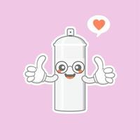 personagem de desenho animado de tinta spray bonito e kawaii. personagem de tinta spray com expressão feliz em estilo simples. pode usar para mascote, emoji, emoticon, logotipo vetor