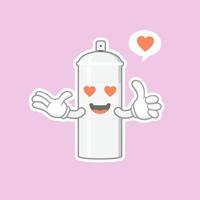 personagem de desenho animado de tinta spray bonito e kawaii. personagem de tinta spray com expressão feliz em estilo simples. pode usar para mascote, emoji, emoticon, logotipo vetor