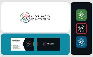 pacote de cartão de visita e design de logotipo. vetor de logotipo de energia minimalista plano abstrato
