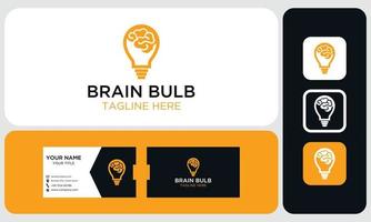 pacote de cartão de visita e design de logotipo. modelo de design de vetor de logotipo de bulbo de cérebro