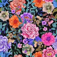 elegante padrão colorido sem costura com ilustração de design floral botânico