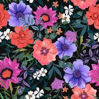 elegante padrão colorido sem costura com ilustração de design floral botânico vetor