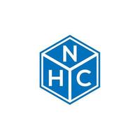 design de logotipo de carta nhc em fundo preto. conceito de logotipo de letra de iniciais criativas nhc. design de letras nhc. vetor