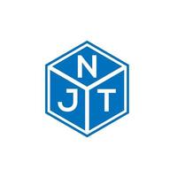 design de logotipo de letra njt em fundo preto. conceito de logotipo de letra de iniciais criativas njt. design de letra njt. vetor