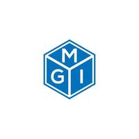 design de logotipo de carta mgi em fundo preto. conceito de logotipo de carta de iniciais criativas mgi. design de letras mgi. vetor