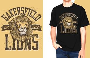 Bakersfield Lions t shirt design.can ser usado para impressão de camiseta, impressão de caneca, travesseiros, design de impressão de moda, desgaste infantil, chá de bebê, saudação e cartão postal. design de camiseta