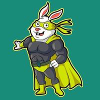 ilustração de logotipo de mascote de heróis de coelho vetor
