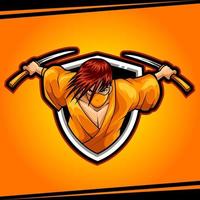 mascote ninja assassino para ilustração vetorial de logotipo de esportes e esports vetor