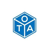 design de logotipo de carta ota em fundo preto. conceito de logotipo de letra de iniciais criativas ota. design de letra ota. vetor