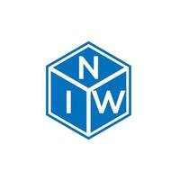 niw design de logotipo de carta em fundo preto. niw conceito de logotipo de letra de iniciais criativas. novo design de letras. vetor