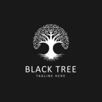 vetor de design de logotipo de emblema de bordo de árvore preta carvalho banyan