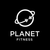 design de logotipo de fitness de conferência de barra planetária vetor