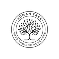 vetor de design de logotipo de emblema de bordo de árvore carvalho banyan