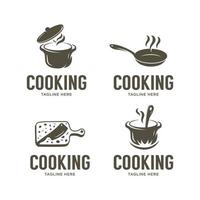 conjunto de modelo de design de logotipo de cozinha vintage