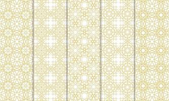 conjunto de padrões islâmicos, ornamentais, artísticos, de decoração e sem costura. perfeito para fundo, tecido, etc. vetor