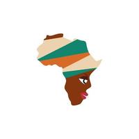 mulher africana. uma ilustração de uma mulher africana com um continente africano também vetor