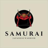 samurai armadura capacete vintage logotipo modelo ilustração vetorial design. armadura japonesa moderna simples para o conceito de logotipo de emblema samurai vetor