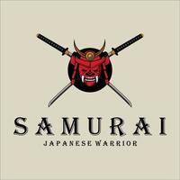 katana e armadura capacete e máscara logotipo design de modelo de logotipo de ilustração vetorial vintage. armadura japonesa e espada katana para samurai logotipo modelo emblema logotipo ilustração vetorial design vetor