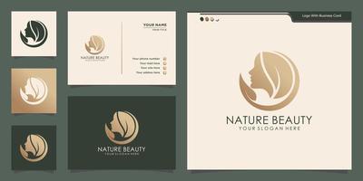 design de logotipo natural de beleza para vetor premium de mulher