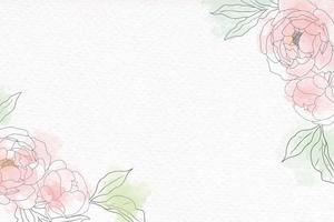 arte de linha de doodle aquarela solta peônia quadro de buquê de flores fundo mínimo de banner vetor