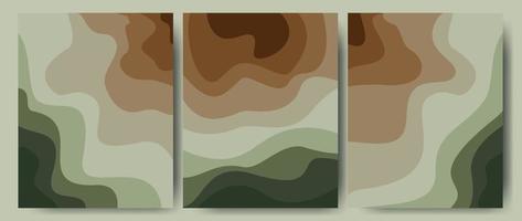 abstrato em cores verde-marrom, floresta, terra. floresta de modelo de textura com um padrão de linhas onduladas. ótimo para capas, estampas têxteis, papéis de parede. ilustração vetorial. vetor