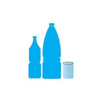 garrafa de plástico e ícone de vetor de vidro