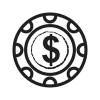 ícone de linha de chip de dólar vetor