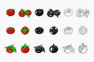 ícones de tomate. cor, preenchimento e estilo de contorno. adequado para logotipo, ícone, símbolo e sinal vetor