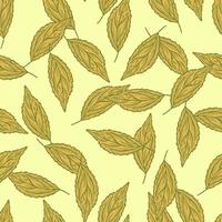 sem costura padrão gravado folhas de árvore. fundo vintage botânico com folhagem em estilo desenhado à mão. vetor