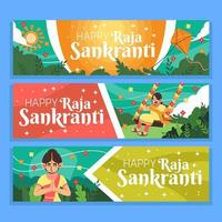 conjunto de banner raja sankranti vetor